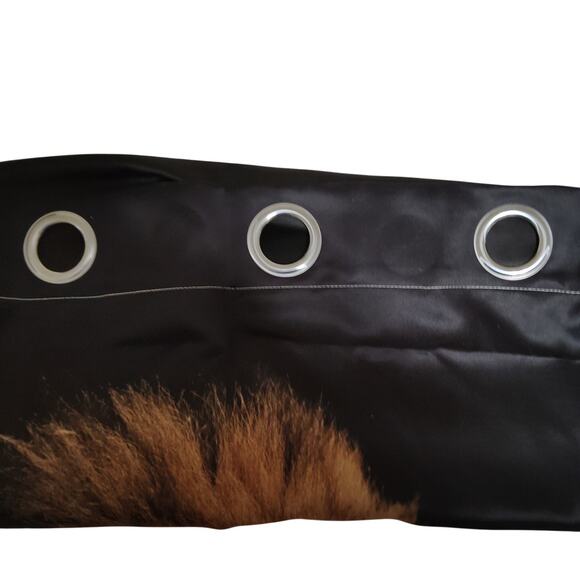 2 Panels Lion Graphic Curtains On Black Background, 42"W x 40"L (Excludes Rings) - Picture 6 of 6
